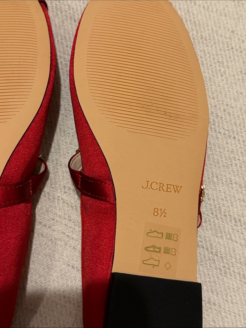 J. Crew Red Satin Mary Jane Flats with Crystal Strap and Bow - size 8.5 - Picture 10 of 10